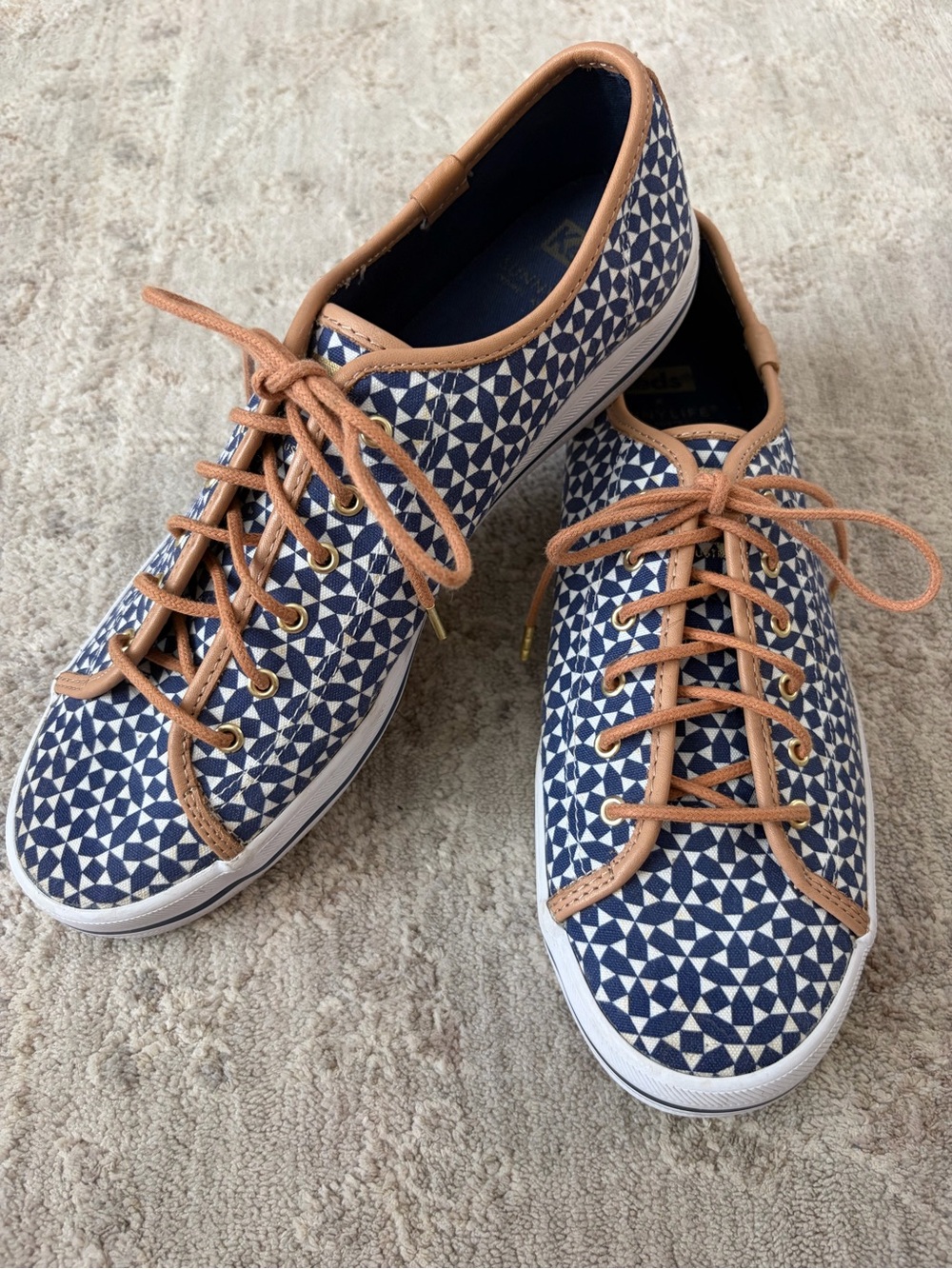 NWOB Keds X Sunnylife Kickstart Womens Canvas Sneaker Shoes Sz 9.5 lace up Navy